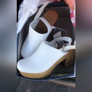 Women's white Clog heels